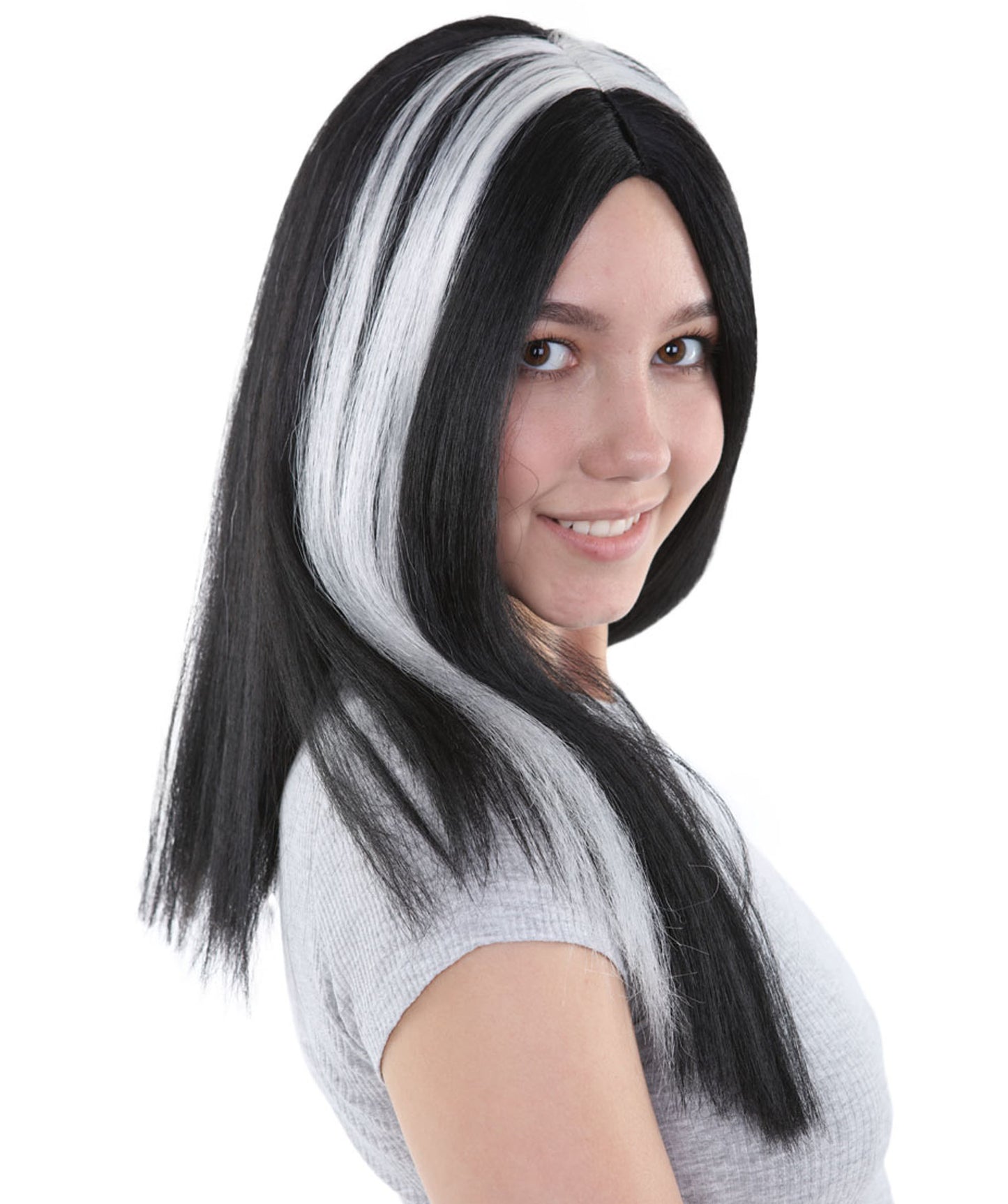 Medium Vampires Women's Wig | Thick Black & White | Premium Breathable Capless Cap