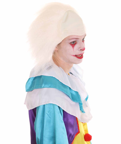 HPO  Men’s Horror Movie Scary Clown Half Bald Wig, Multi Color Option,  Perfect for Halloween, Soft Flame-retardant Synthetic Fiber