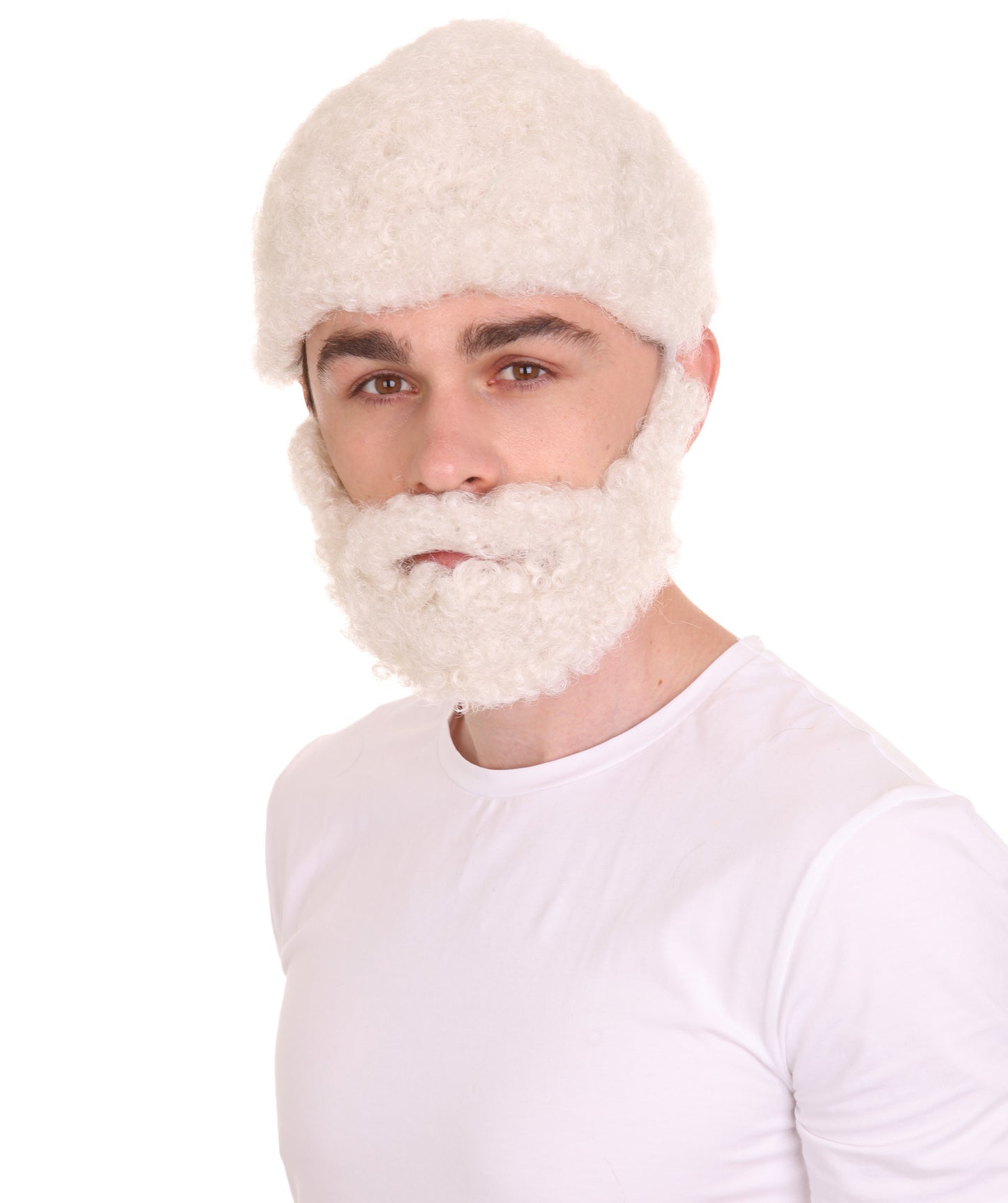 Uncle Wig with Full Beard Set | White TV/Movie Wigs | Premium Breathable Capless Cap