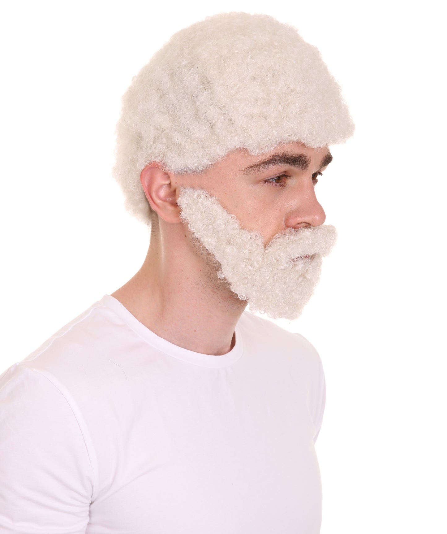 Uncle Wig with Full Beard Set | White TV/Movie Wigs | Premium Breathable Capless Cap