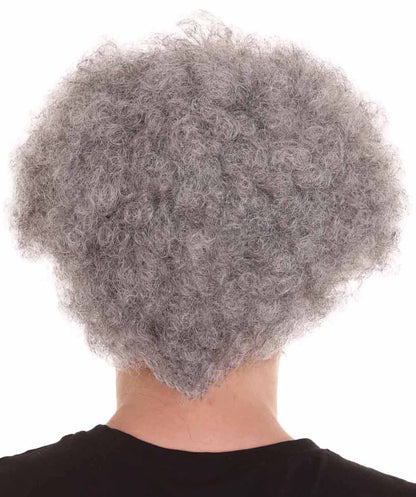 Half Bald Head Curly Men Wig, Black Color,Flame-Retardant Synthetic Fiber