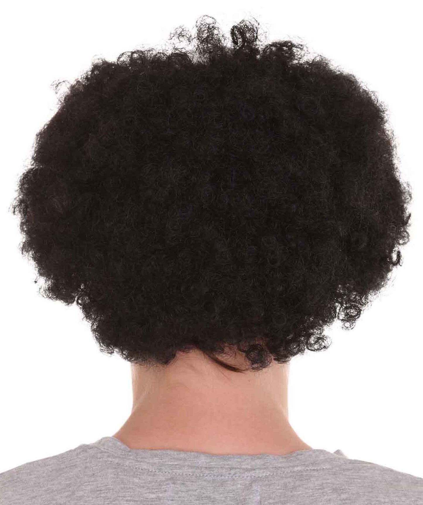 Half Bald Head Curly Men Wig, Black Color,Flame-Retardant Synthetic Fiber