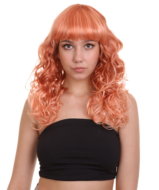 HPO Women's Bella Wig Collections | Long Curly Glamour Party Event Halloween Wig | Premium Breathable Capless Cap