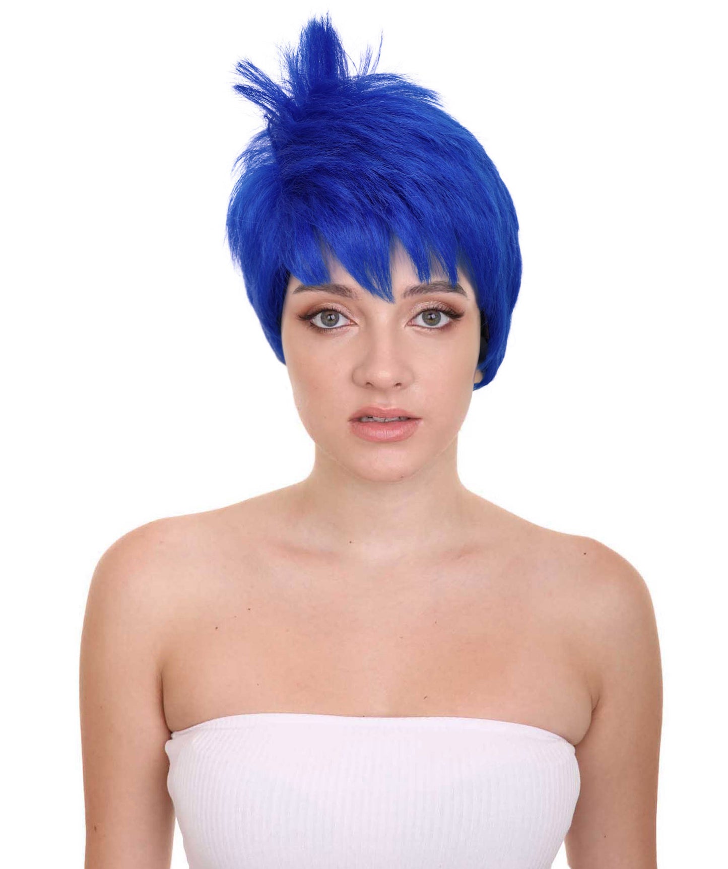 Women's Dark Blue Wig | Colorful Layered Synthetic Hair for Halloween Party Events | Breathable Capless Design |