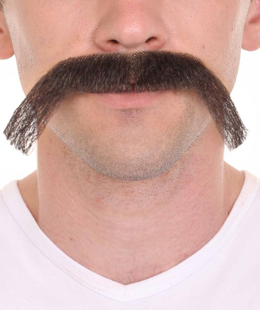 HPO Men's Long Cowboy Mustache Novelty False Facial Hair Costume Accessory