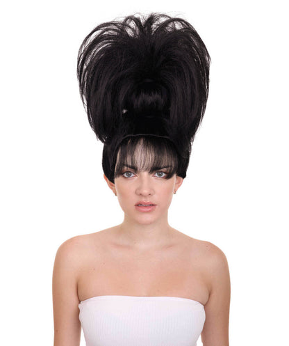 HPO Women's Curly Hip-Hop Style Black Wig – Synthetic Hairpiece for Parties, Festivals, and Stage Events