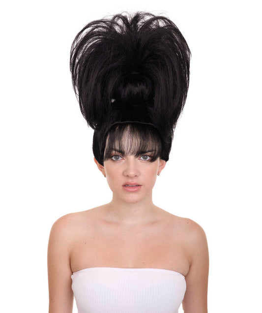 HPO Women's Curly Hip-Hop Style Black Wig – Synthetic Hairpiece for Parties, Festivals, and Stage Events