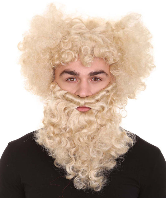 HPO Biblical Men Wig & Beard | Blonde Cosplay Halloween Wig | Premium Breathable Capless Cap