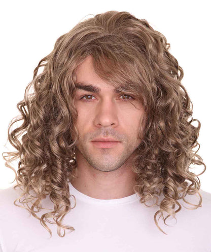 Medium Curly Brown Slacker Wig | Medium Curly Halloween Wig | Premium Breathable Capless Cap