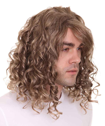 Medium Curly Brown Slacker Wig | Medium Curly Halloween Wig | Premium Breathable Capless Cap