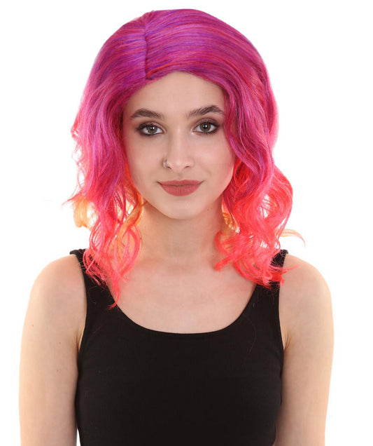 Sunset Soiree | Women's Multiple Color Curly Shoulder Length Trendy Wig