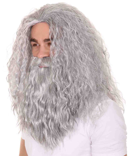 HPO Men Grey men's wig | Wig & Beard for Wizard | Premium Breathable Capless Cap