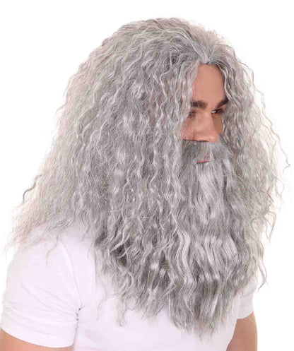 HPO Men Grey men's wig | Wig & Beard for Wizard | Premium Breathable Capless Cap