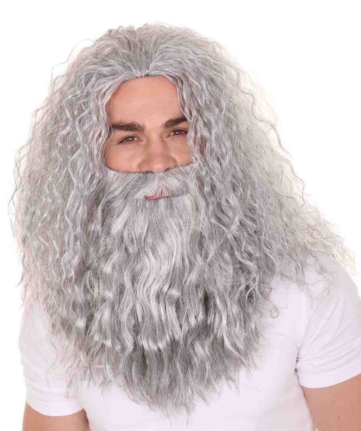 HPO Men Grey men's wig | Wig & Beard for Wizard | Premium Breathable Capless Cap