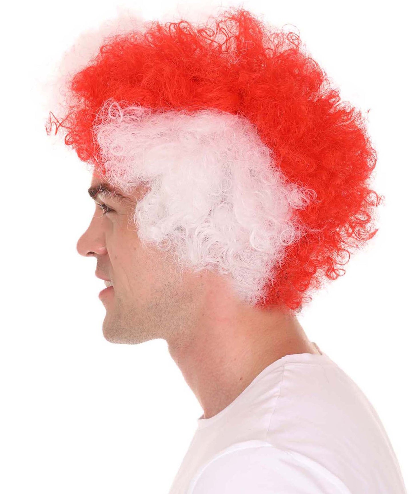 Atletico de Madrid Afro Wigs | Jumbo Super Size Red White Wig