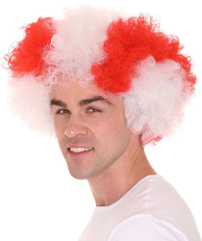 Atletico de Madrid Afro Wigs | Jumbo Super Size Red White Wig