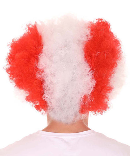 Atletico de Madrid Afro Wigs | Jumbo Super Size Red White Wig