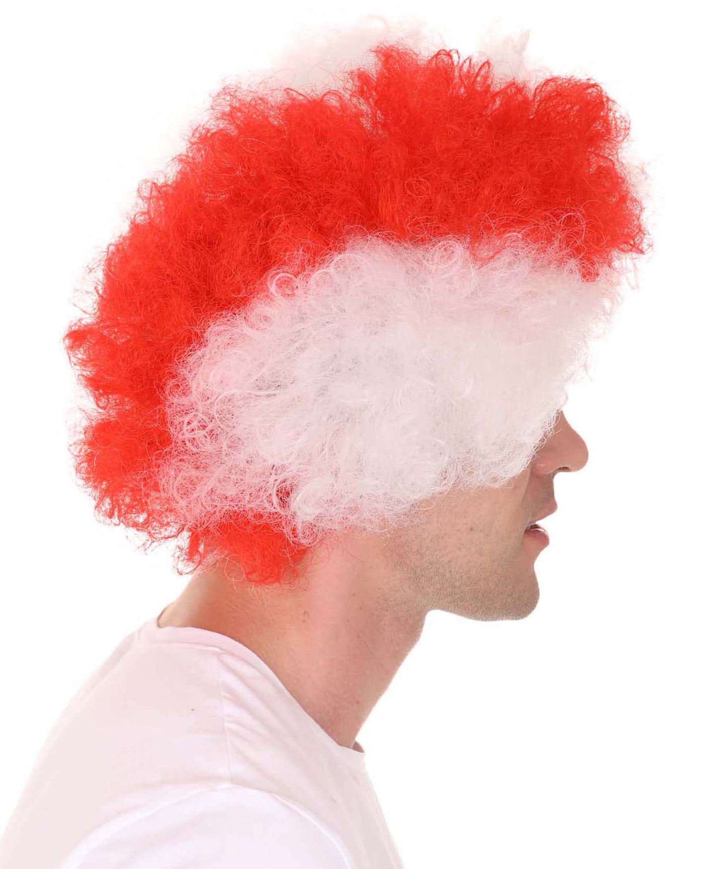 Atletico de Madrid Afro Wigs | Jumbo Super Size Red White Wig