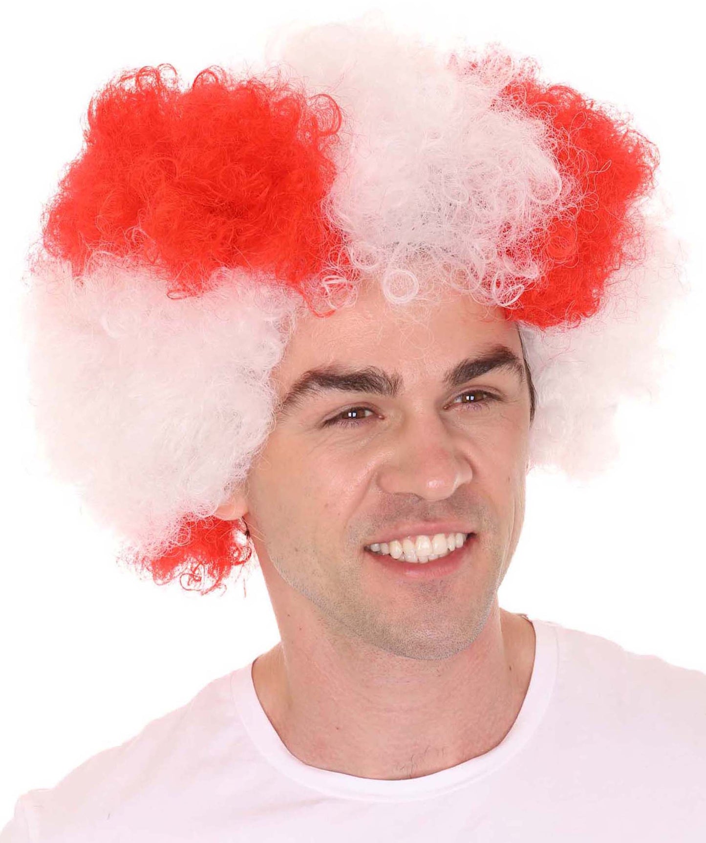 Atletico de Madrid Afro Wigs | Jumbo Super Size Red White Wig