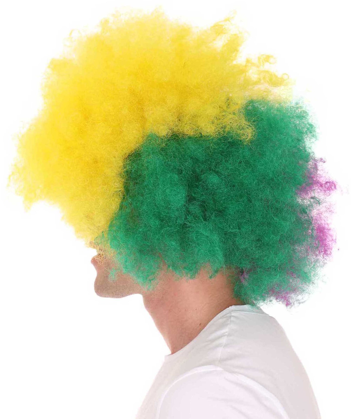 Men's Carnival Mardi Gras Tri-Color Afro Style Wig | Halloween Multicolor Wig | Premium Breathable Capless Cap