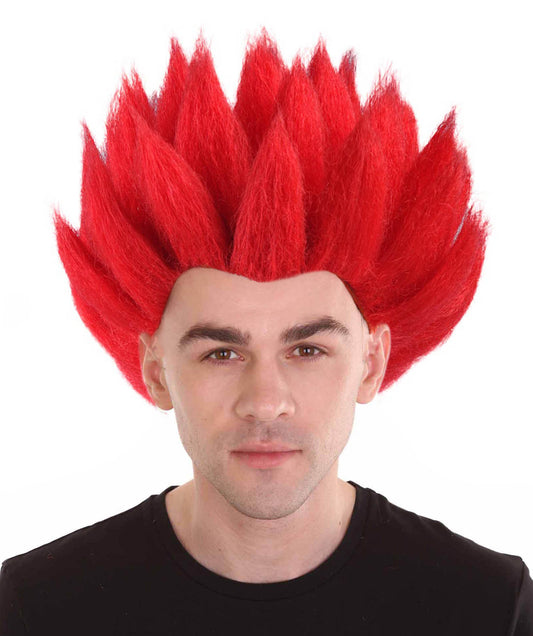 HPO Spiked Dragon Wig | Red Color Wig | Premium Breathable Capless Cap