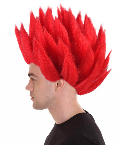 HPO Spiked Dragon Wig | Red Color Wig | Premium Breathable Capless Cap