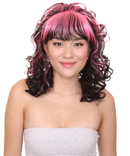 HPO Game Monster Black Pink | Womens Character Halloween Wig | Premium Breathable Capless Cap