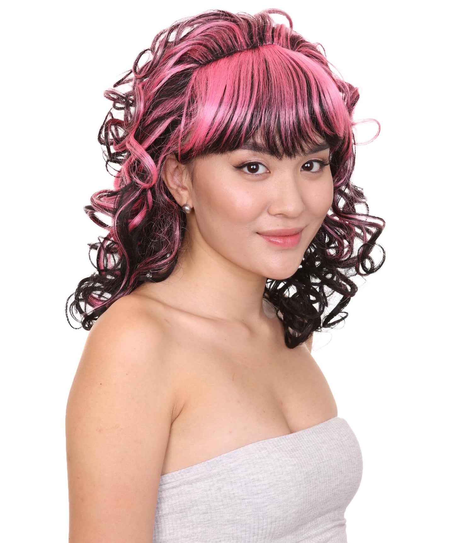 HPO Game Monster Black Pink | Womens Character Halloween Wig | Premium Breathable Capless Cap