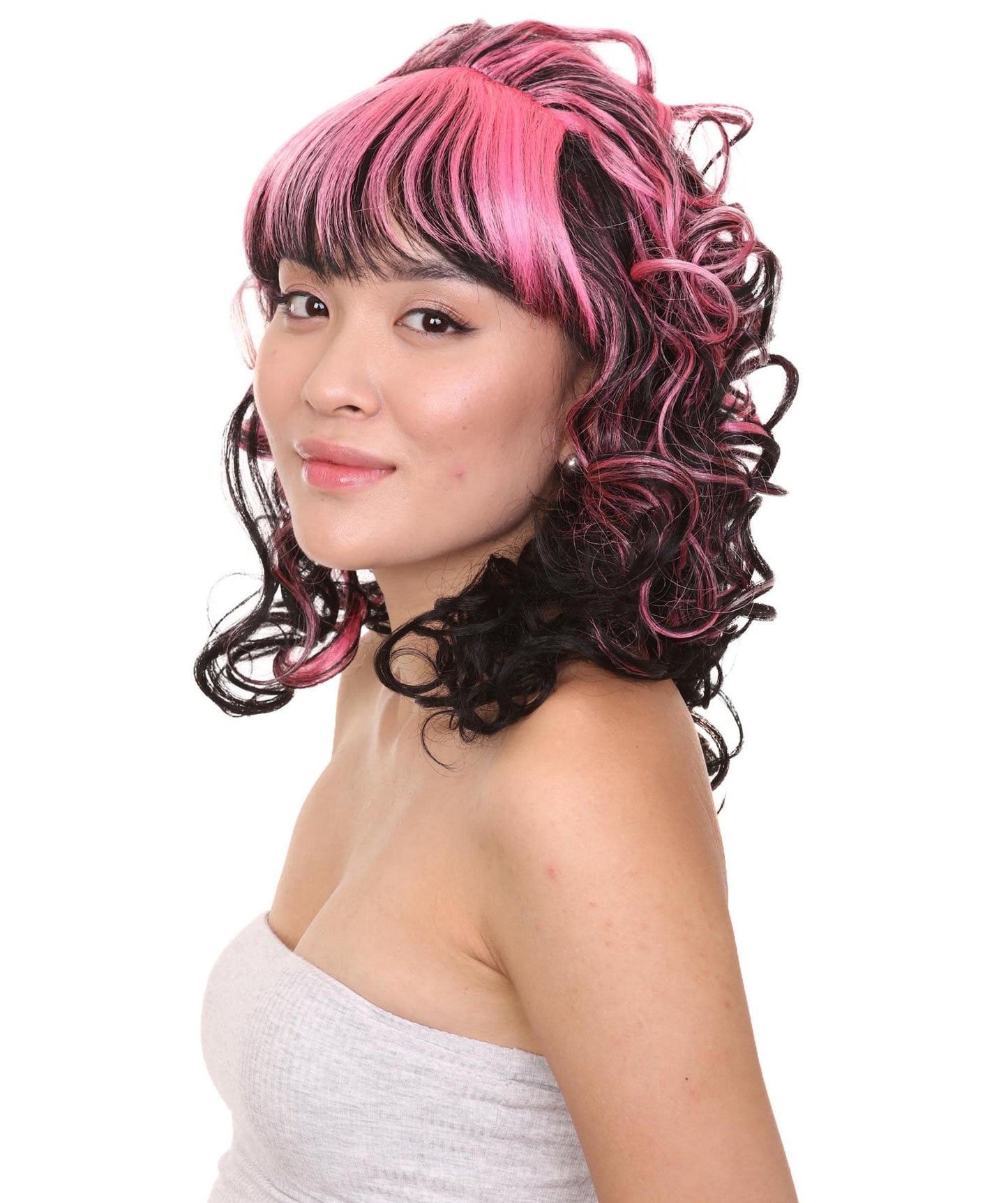 HPO Game Monster Black Pink | Womens Character Halloween Wig | Premium Breathable Capless Cap