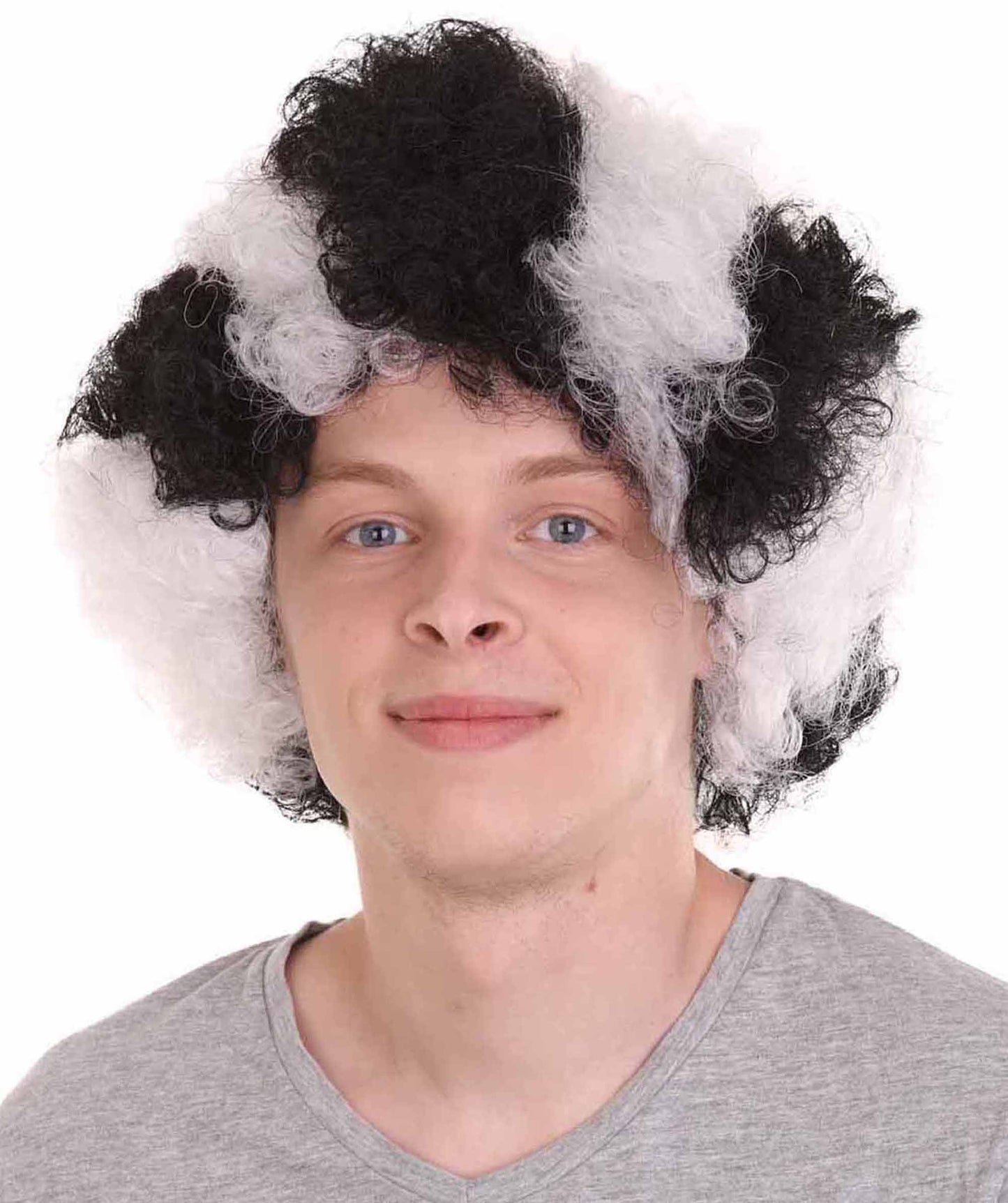 Italian Football Club Afro Wig | Black & White Sports Wig