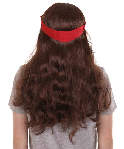 Pirate Mens Wig | Brown Wig With Red Ribbon | Premium Breathable Capless Cap