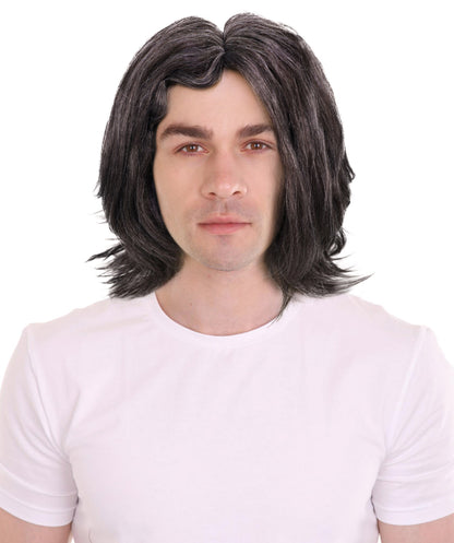 HPO Haunted Dark Grey Curly Ghost Wig | Scary Cosplay & Halloween | Messy Shoulder-Length Wig with Pale Skin Look