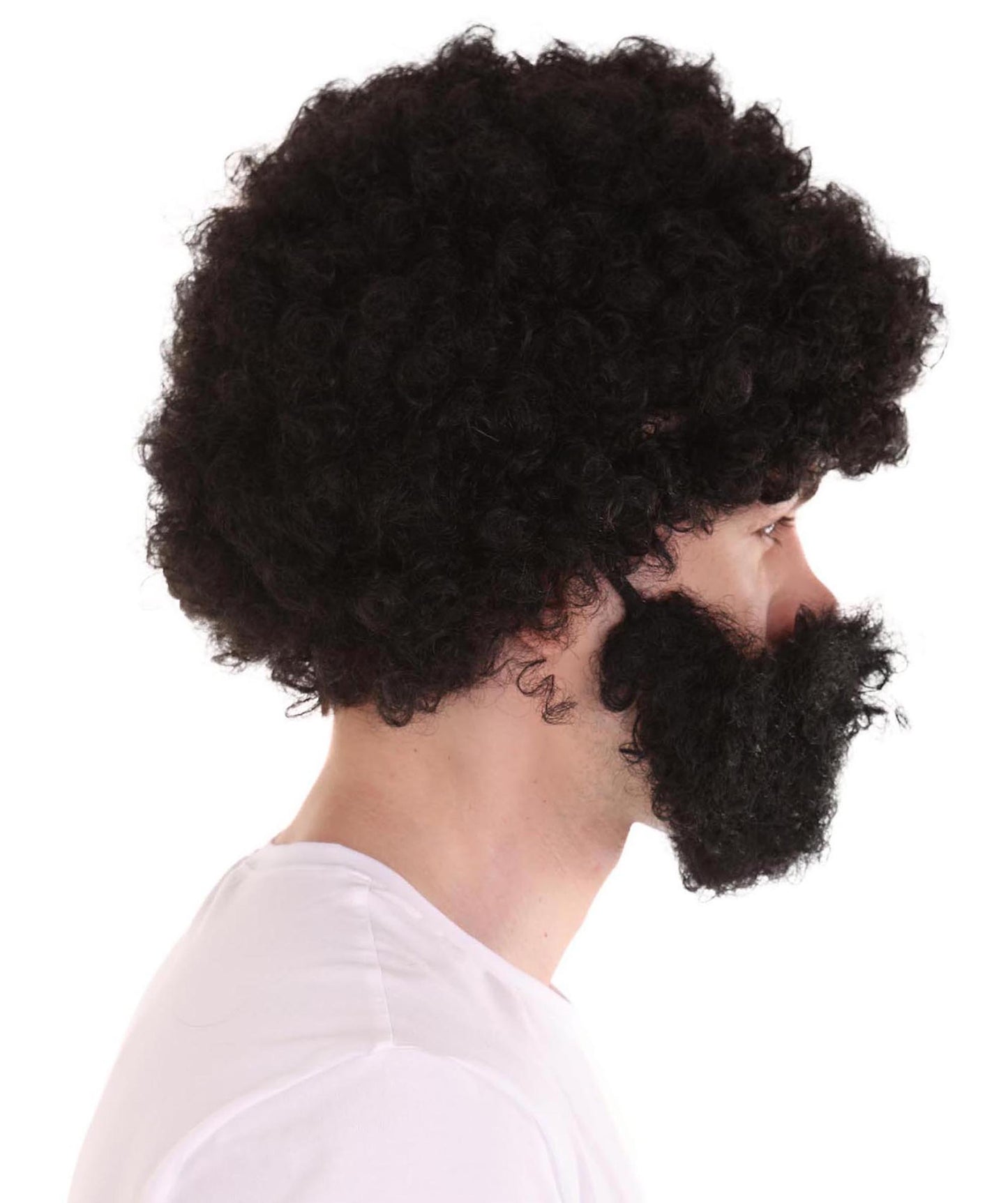 Afro Wig & Full Beard | Jumbo Black | Halloween Wig | Flame-Retardant Synthetic Fiber