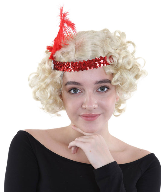 Hollywood Feather Flapper Womens Wig | Blond Character Halloween Wig | Premium Breathable Capless Cap