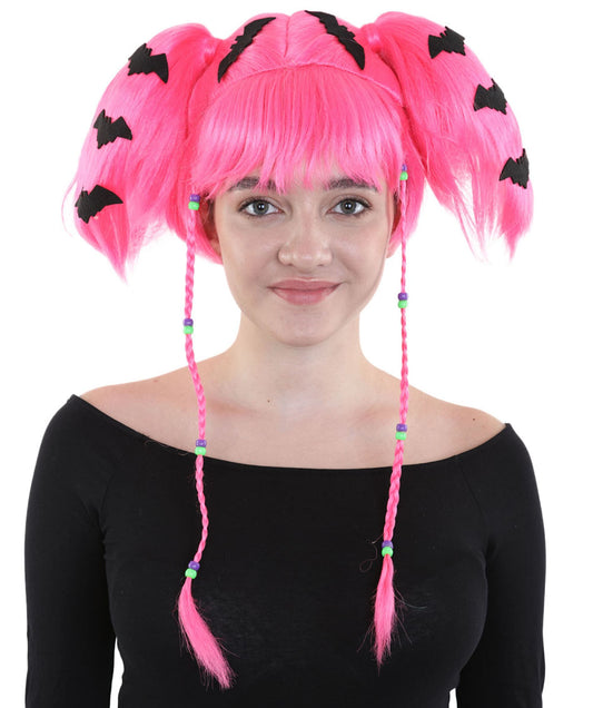 HPO Womens Bat Angel Multi color Halloween Wig | Premium Breathable Capless Cap