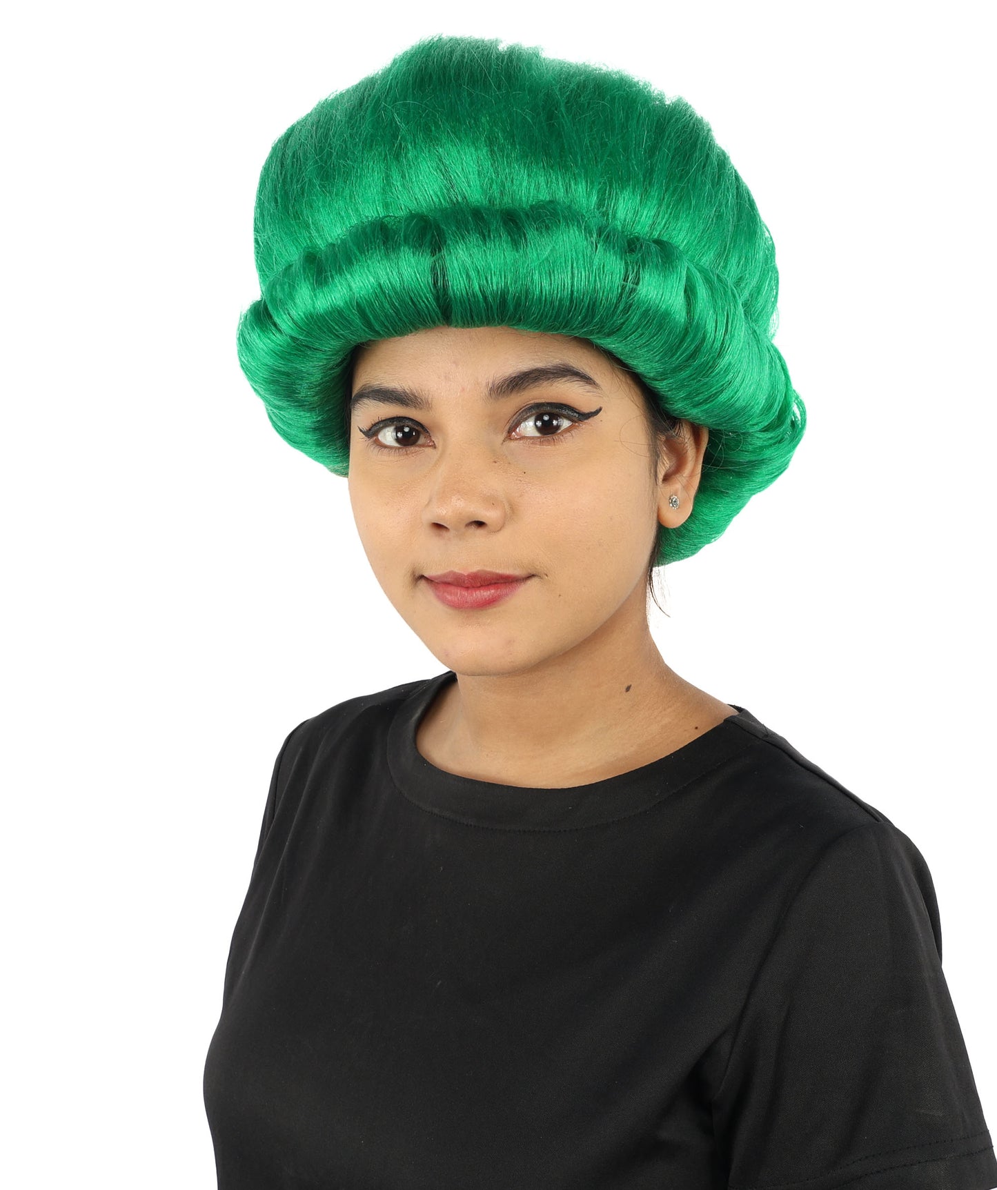 HPO Women's Voluminous Golden Blonde Grandma Wig | Medium Puffy Afro Style with Silver Texture, Synthetic Fiber & Adjustable Fit | Halloween, 100th Day of School, Theater & Funny Costume