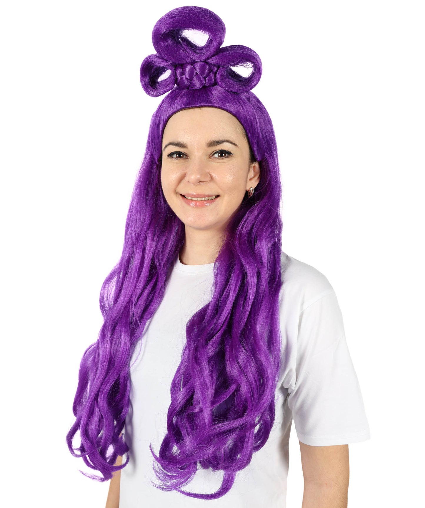 HPO Women's Long Curl Wig with Ring , Multiple Color Options , Flame-retardant Synthetic Fiber