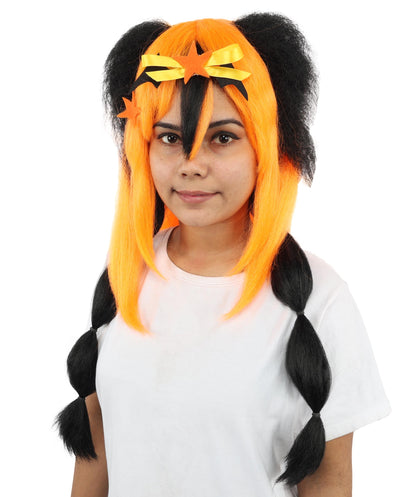 HPO Women's Romantic Multicolor Women's Princess Wig | Long Loose Ringlets with Half-Up Ponytail Styling | Fairytale Cosplay and Theatrical Productions.