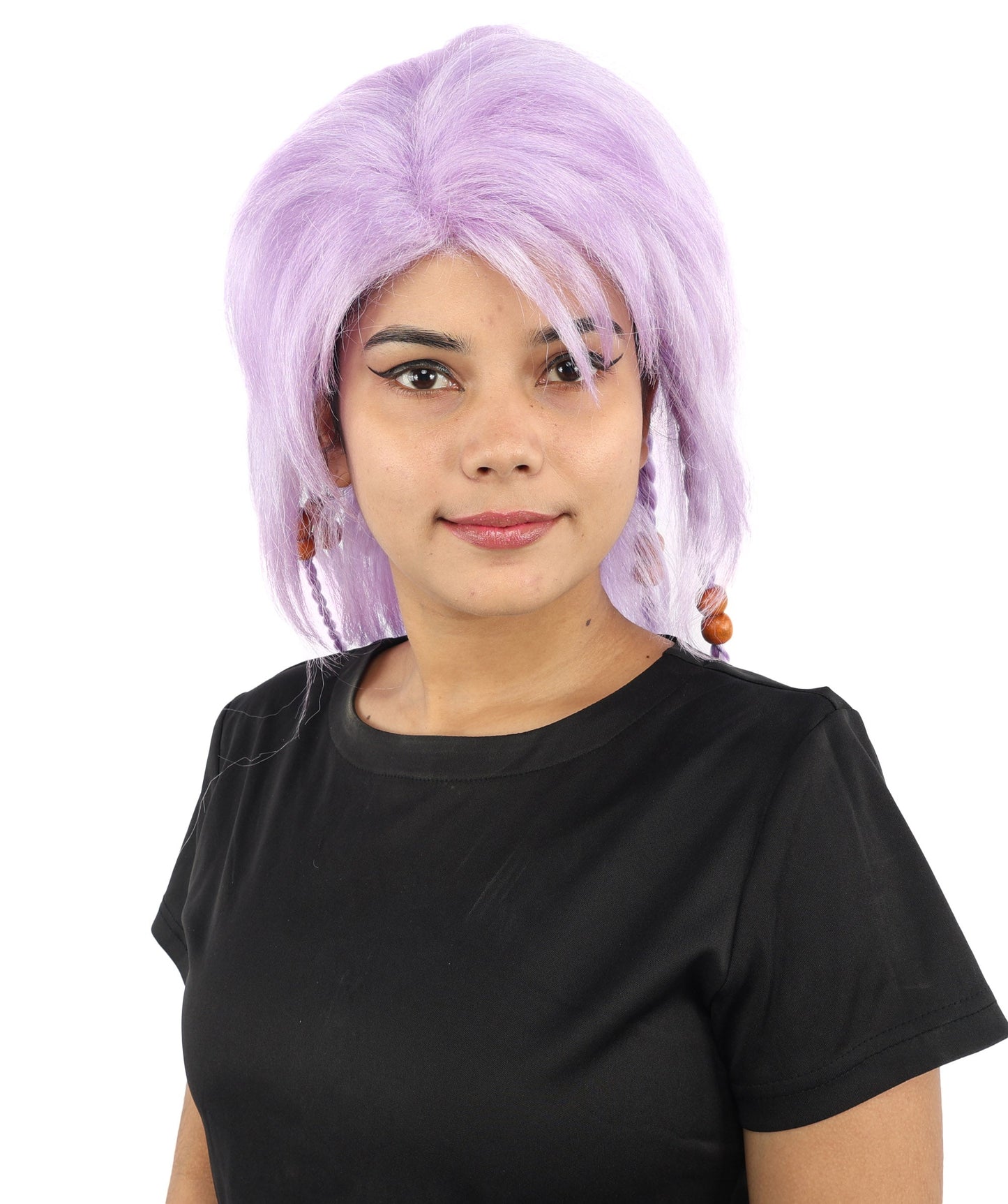 HPO Adult Women's Long Tribal Braided Wig | Multiple Color Options | Dark Shaggy Bob with Beaded Strands, Synthetic Fiber & Breathable Cap | Halloween, Sci-Fi Roleplay, Fantasy Costume