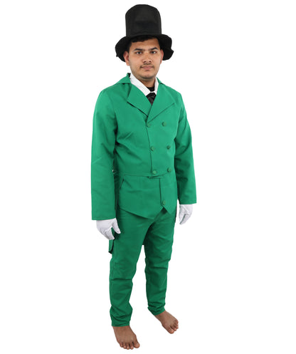 HPO Men's Holiday Gentleman Costume | Structured Poplin Suit Featuring Double Breasted Jacket and Vest | Versatile for Stage Shows, Christmas Parties, and Vintage Events