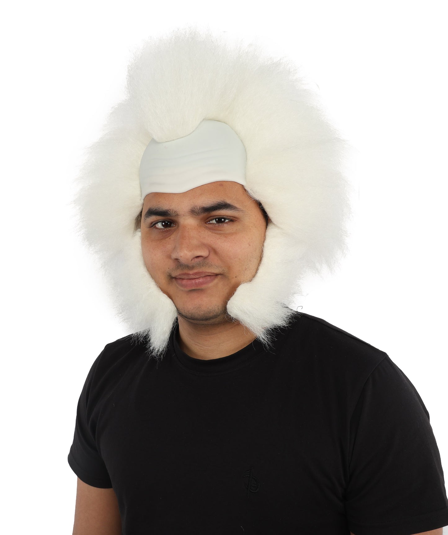 HPO Men's Mad Scientist White Wig With Side Beard | Wild Spiky Hair for Costume Cosplay & Dress-Up | Science Theme Characters, Horror Style Looks & Party Events