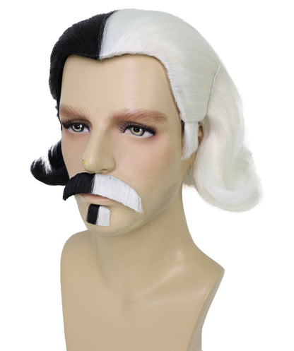 Men's Black Slick Back Dutch Van Der Linde Wig – Red Dead Redemption Inspired Costume Wig for Cosplay & Halloween – Realistic Long Curly Slick Back Hair Wig for Men