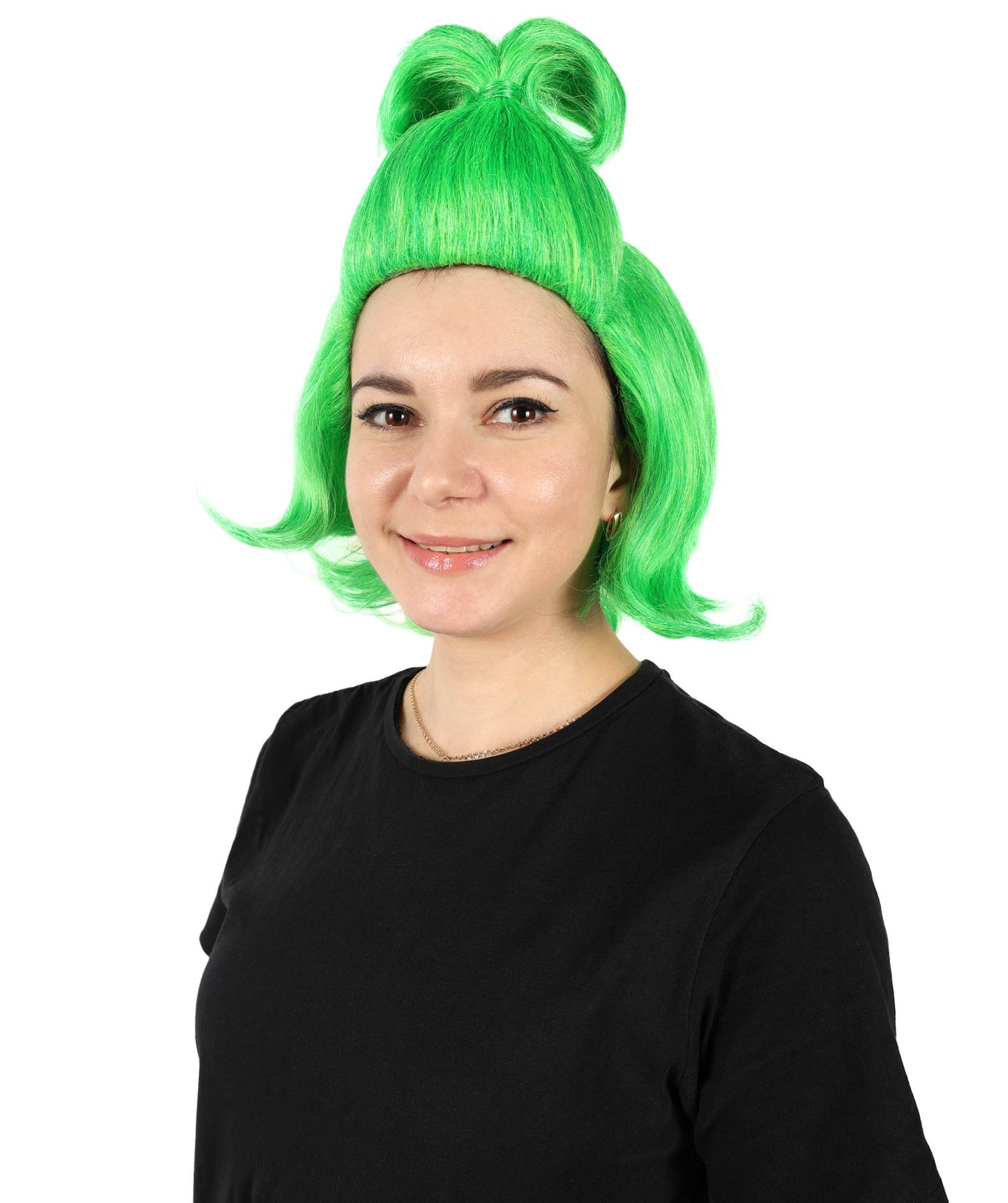 HPO  Women’s Green  Queen Grinch Wig  Breathable Capless Cap | Flame-Retardant Synthetic Fiber