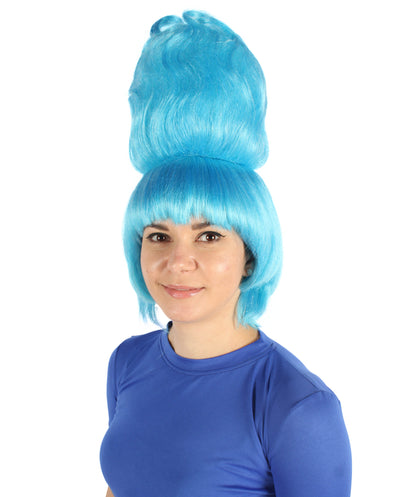 HPO Women's Animated Film Mythological Antagonist Blue Flaming Wig | Flame-retardant Synthetic Fiber