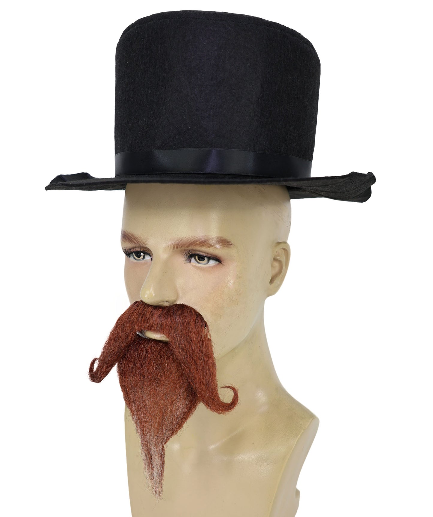 HPO Men's Two-Tone Stylized Beard Set | Brown and white curled moustache and pointed goatee | Ideal for party, Halloween, cosplay, theater, drag, performance, costume events