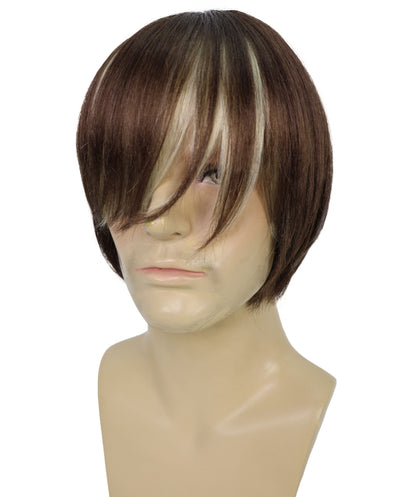 HPO Men’s Short Shaggy Hairstyle Rocker Wig | Adult Costume Party Accessory | Rock Star Inspired Wig | Breathable Capless Cap