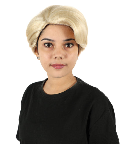 HPO Women’s Blonde Updo Wig – Strong Female Leader Headpiece | Elegant Side Part Costume Wig for Halloween, Cosplay & Uniformed Characters