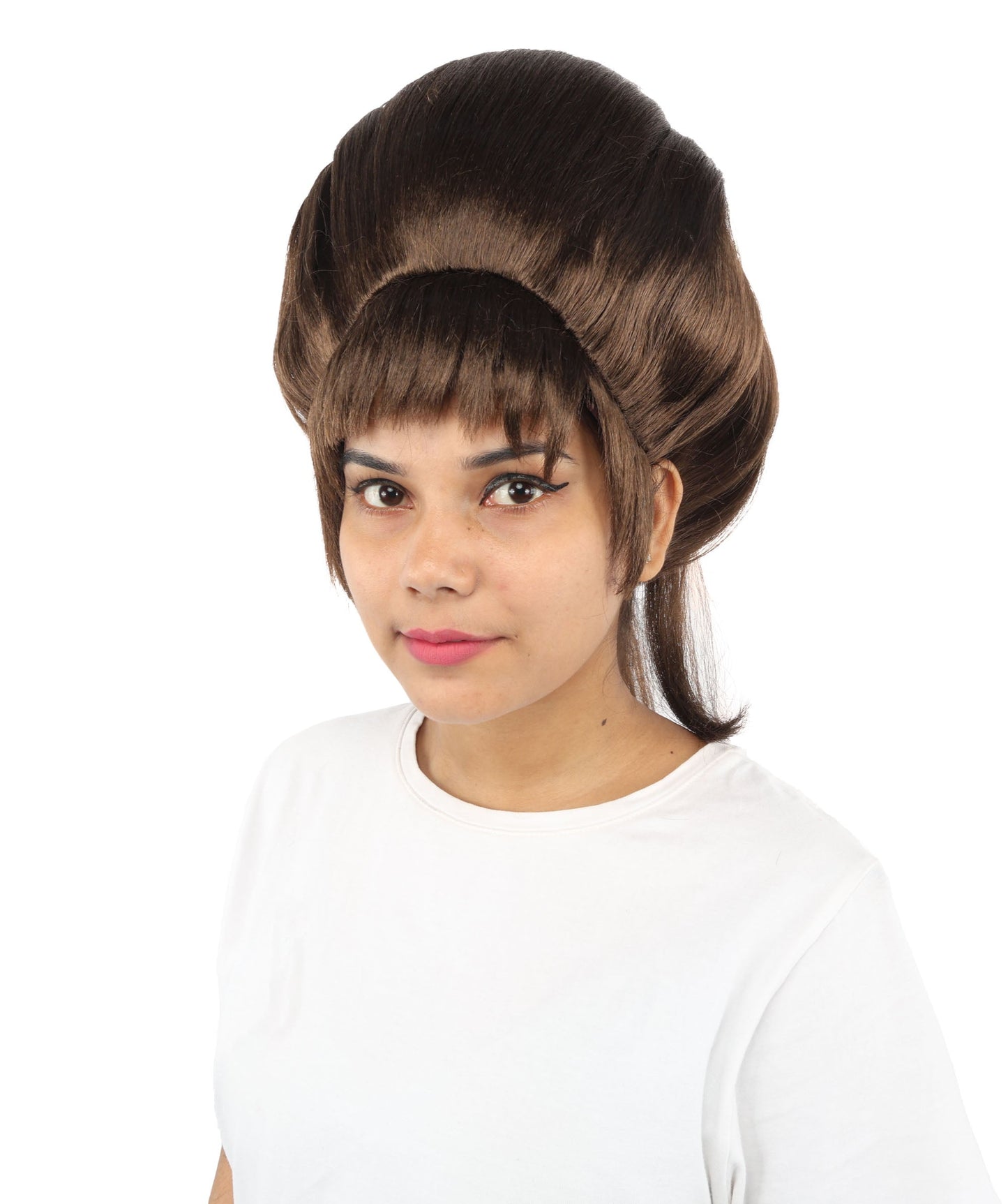 HPO Adult Women's Avant-Garde Bouffant Wig | Multiple Color Options | Create of synthetic fiber, massive smooth updo with micro bangs, breathable base | Party, Halloween, theater, drag, performance, costume events