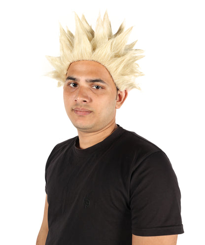 HPO Men’s Anime Young Ninja Nine Tail Yellow Blonde Spiky Wig