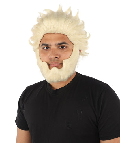 HPO Adult & Teen Men’s 11-Inch Spiky Wig with Beard Set | Multiple Color Options, Ideal for Cosplay, and Themed Events | Bold Style for Fun and Creative Looks